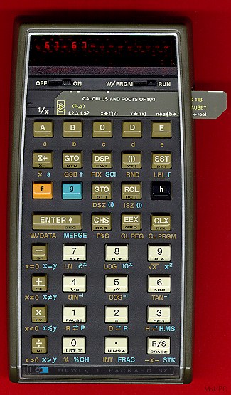 Photograph of an HP-67 calculator